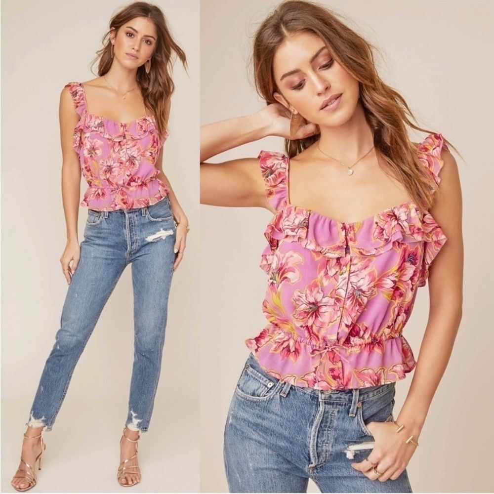 ASTR Sherri Top in Lavender &‎ Pink Floral size M